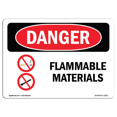 Flammable Materials Aluminum Sign 12 x 18