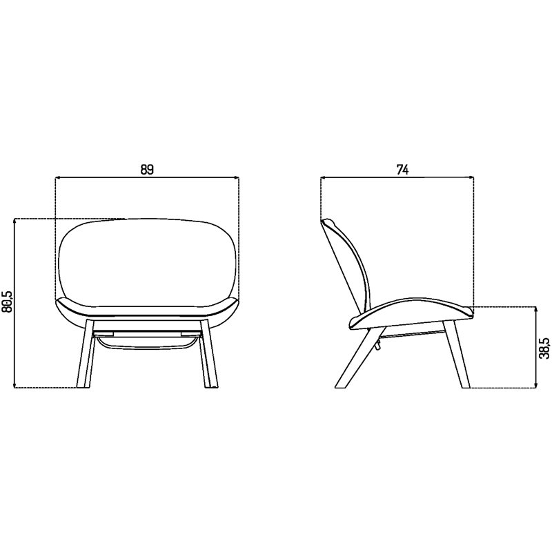Suru Armless Chair, Gray