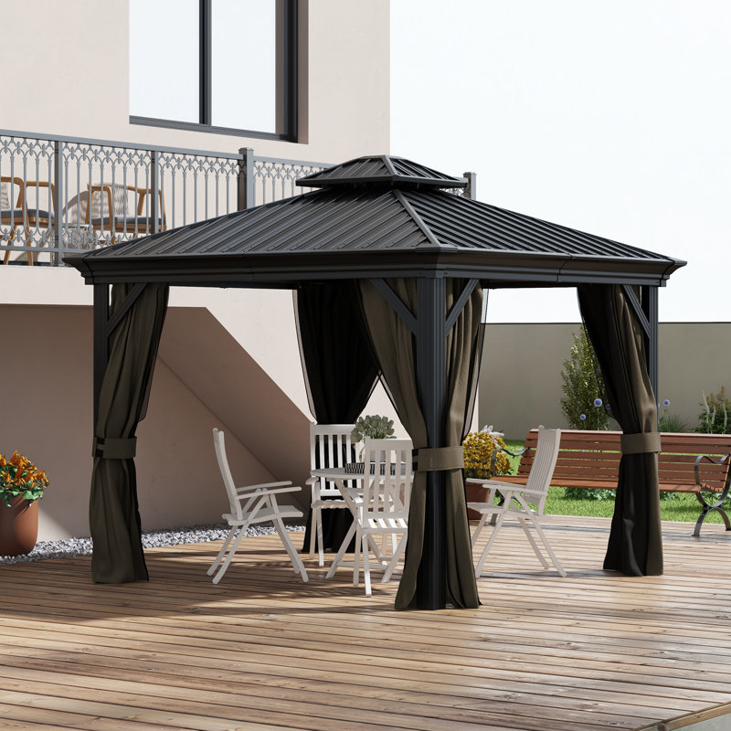 Pavillon de jardin en aluminium l 10 pi x P 10 pi, Marron foncé