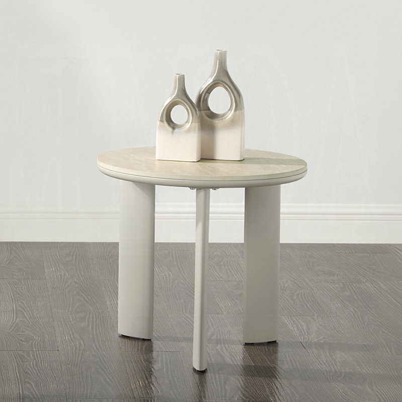 Table de bout, plateau en céramique et finition gris clair