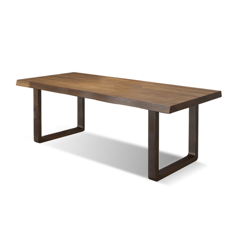 Nut-Brown Rectangular Solid Wood Dining Table, 29.53" H x 78.74" W x 35.43" D