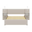 Lit plateforme tapissier avec lampes de lecture, tiroirs, lit gigogne et tablettes