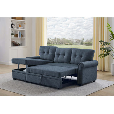 86" Linen Blend Upholstered Sleeper Sofa