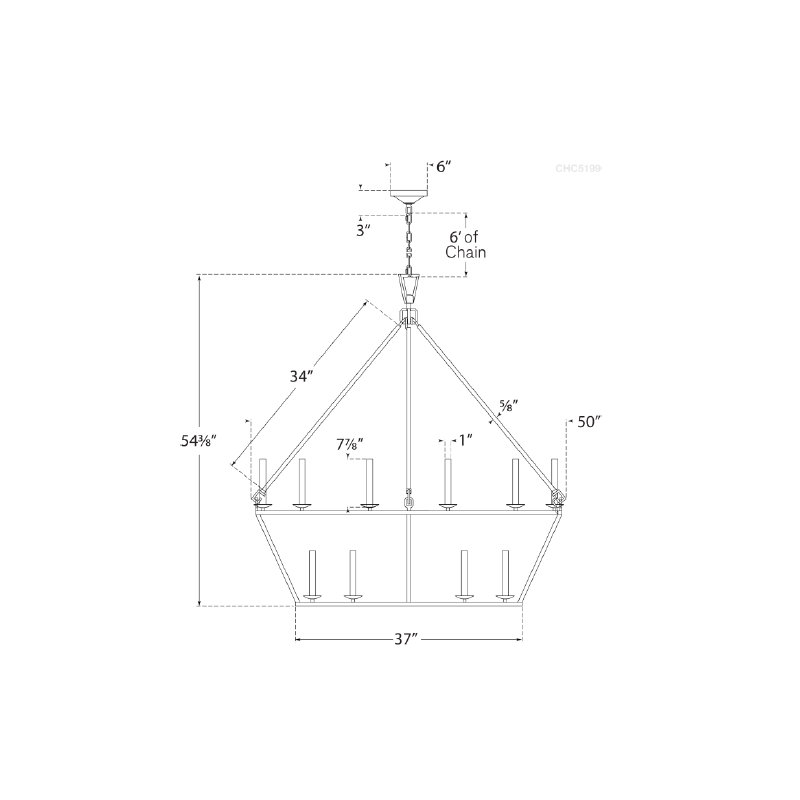 Chapman & Myers Darlana Two-Tier Chandelier, Golden Iron, 53.25" H x 50" W x 50" D