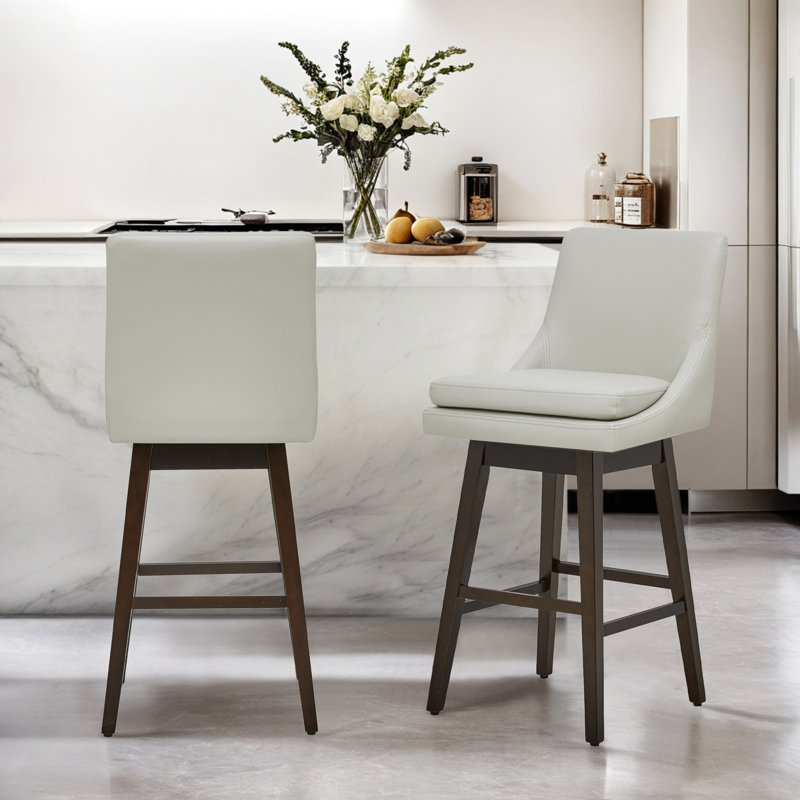 Tabouret de bar et de comptoir pivotant Aleksy, Gris crémeux, Tabouret de bar (siège d'une hauteur de 30 po)