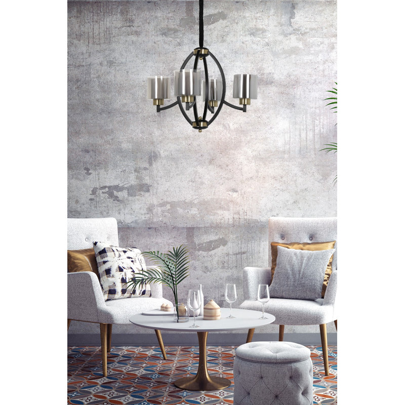 Lustre géométrique à 4 lumières Rivas, Noir, Argent