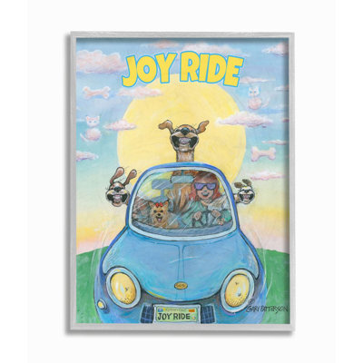 " Joy Ride Funny Cartoon Pet Dog Design " Mixed Media Print