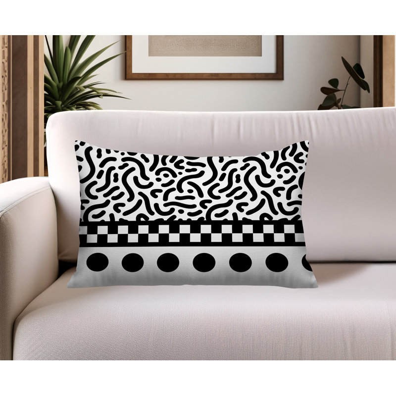Oreiller rectangulaire réversible intérieur / extérieur Kixie, Rectangulaire H 18 po x l 25 po, Noir