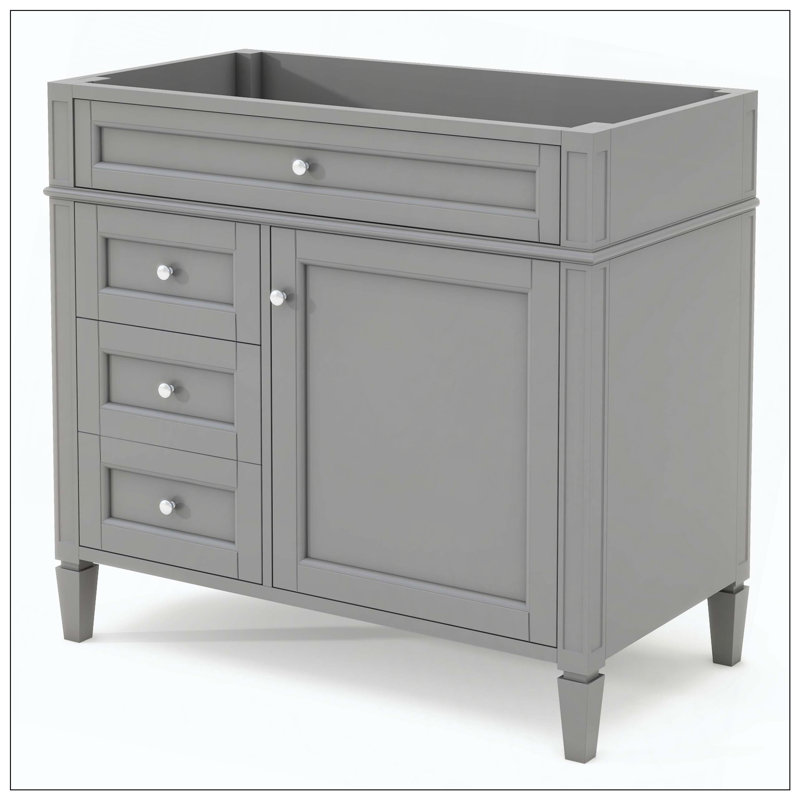 Armoire de rangement 2 tiroirs Modern Modern, Gris, Nickel brossé