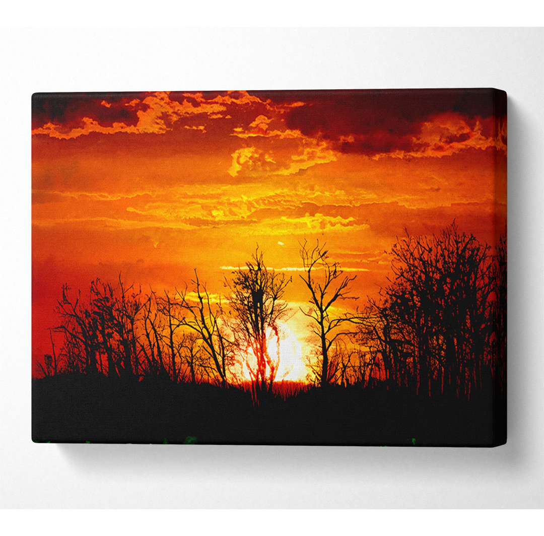 Orange Sunset Treeline - Wrapped Canvas Kunstdrucke