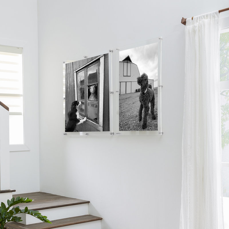 Clear UV-Grade Acrylic Modern Floating Picture Frame, Silver, 24" W x 36" H