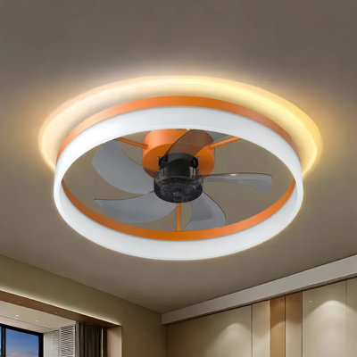 Ventilateur de plafond intégré à profil bas avec éclairage à intensité variable - Télécommande à 5 vitesses et minuterie 1/2 heure - Pales en frêne noir - Moteur à courant continu écoénergétique