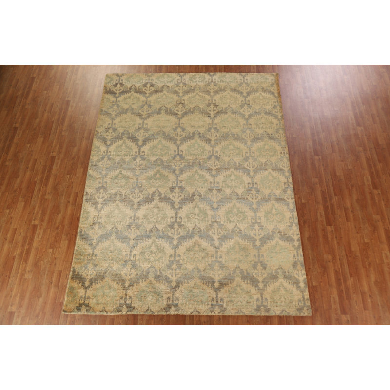 Tapis oriental à motif abstrait all-over noué à la main 9 x 12