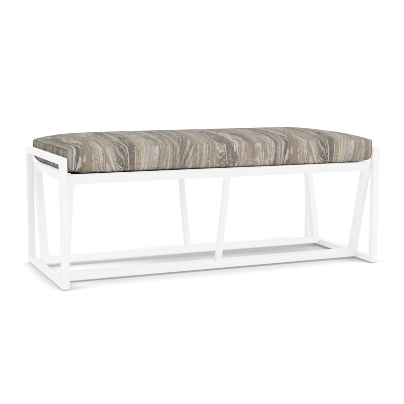 Summit Outdoor Dining Bench, White, Woodgrain Ash