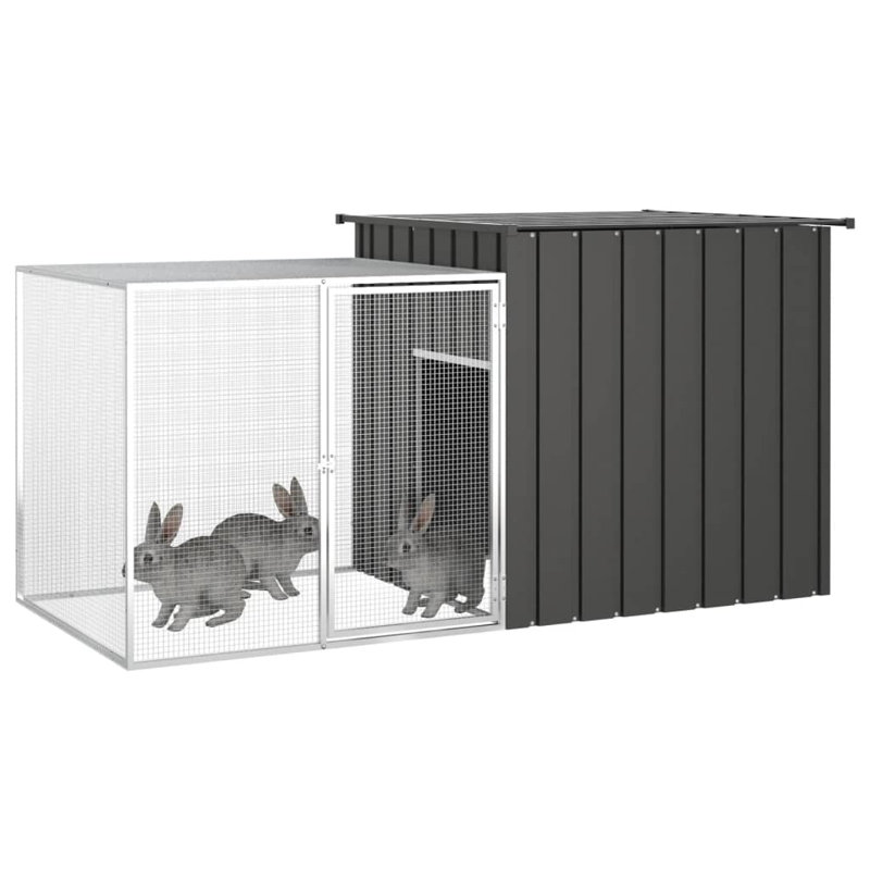 Rabbit Cage Galvanised Steel Outdoor Pet Rabbit Hutch, Anthracite