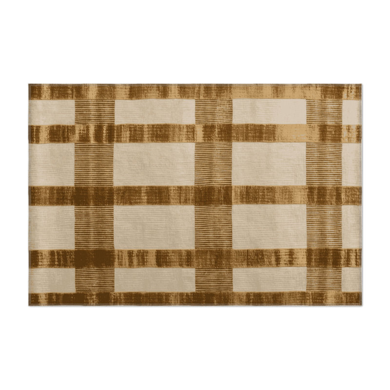 Tapis d'intérieur et d'extérieur à carreaux brun, Rectangle 9 pi x 12 pi