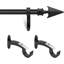  Tringles à rideaux pour fenêtres, tringle à rideaux extensible en métal robuste de 3/4 po, tringle à rideaux réglable avec fleurons décoratifs pour salon, noir mat-137004866-137004895