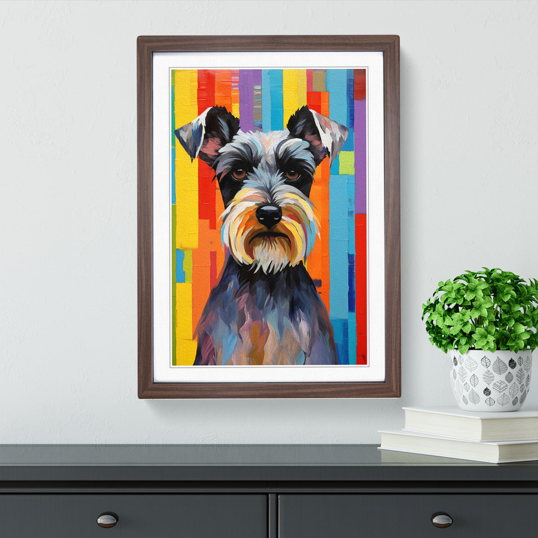 Schnauzer Colour Field - Picture Frame Rectangle Print on Wood
