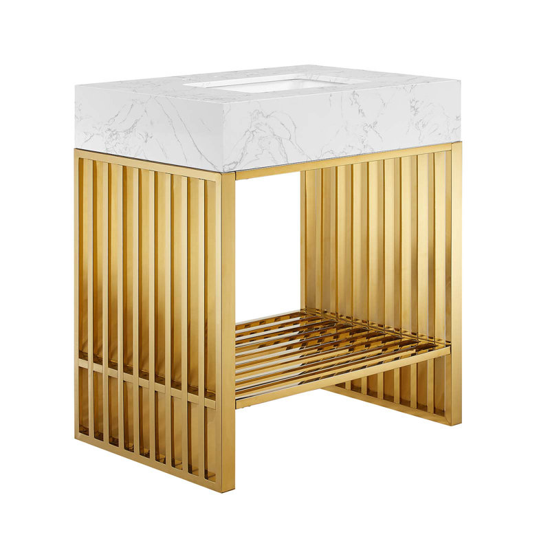 Modway Gridiron 30" Bathroom Vanity, Gold