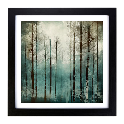 Winter Forest Grunge Art - Framed Print