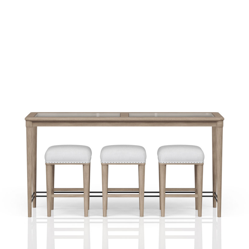 Console en verre givré avec 3 tabourets