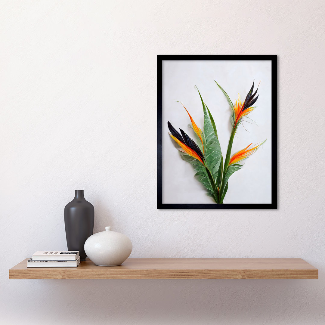 Bird Of Paradise Stem Leaves Flowers Plant - Single Picture Frame Print