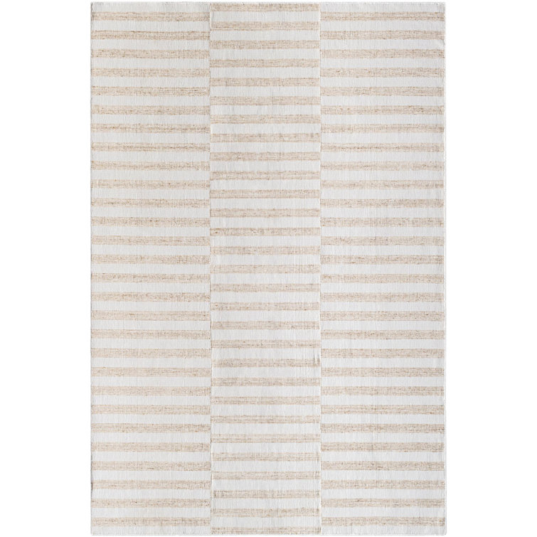 Edita Striped Hand Loomed Recycled P.E.T. Area Rug in Light Silver/Ash