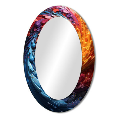 Solitary Spiral Colorful Arc Rainbow II - Abstract Oval Decorative Mirror On Metal