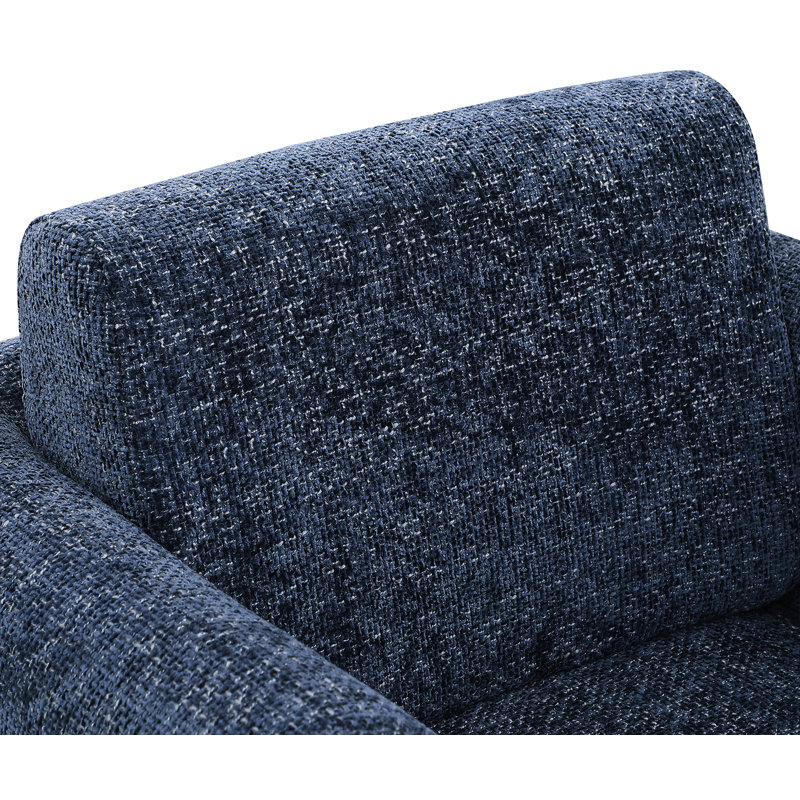 Fauteuil d'appoint pivotant en tissu Alessandra Chenille, Tissu chenille bleu marine