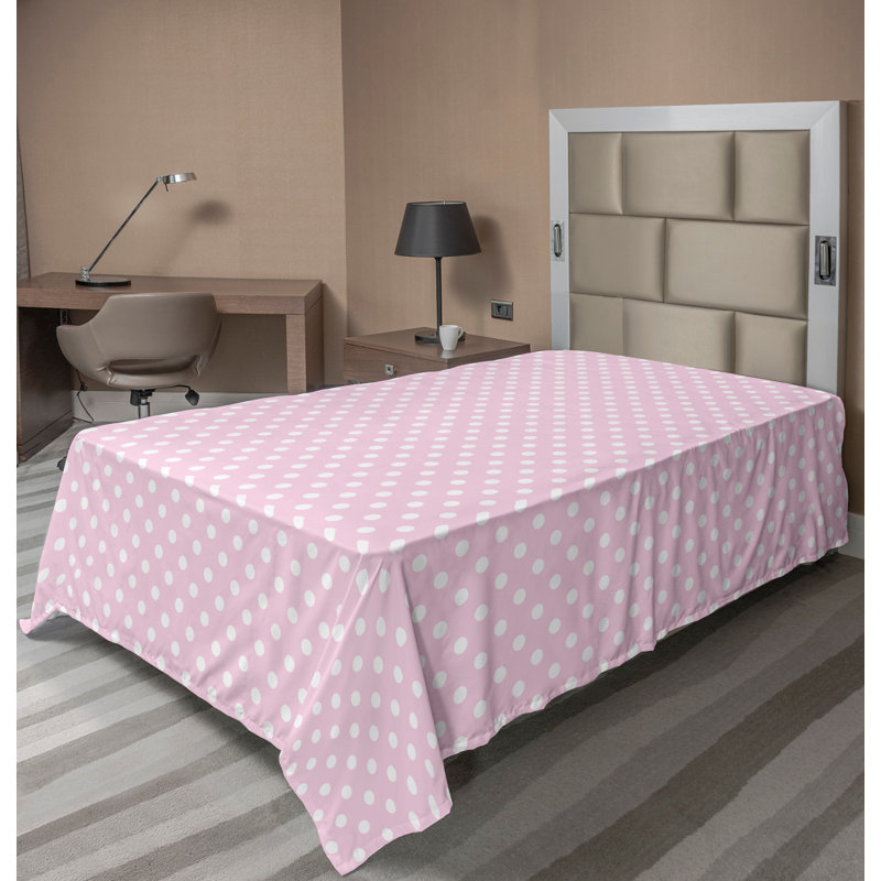 Ambesonne Top Flat Sheet Royal, Twin XL Flat Sheet, White/Pink Polka Dots 3