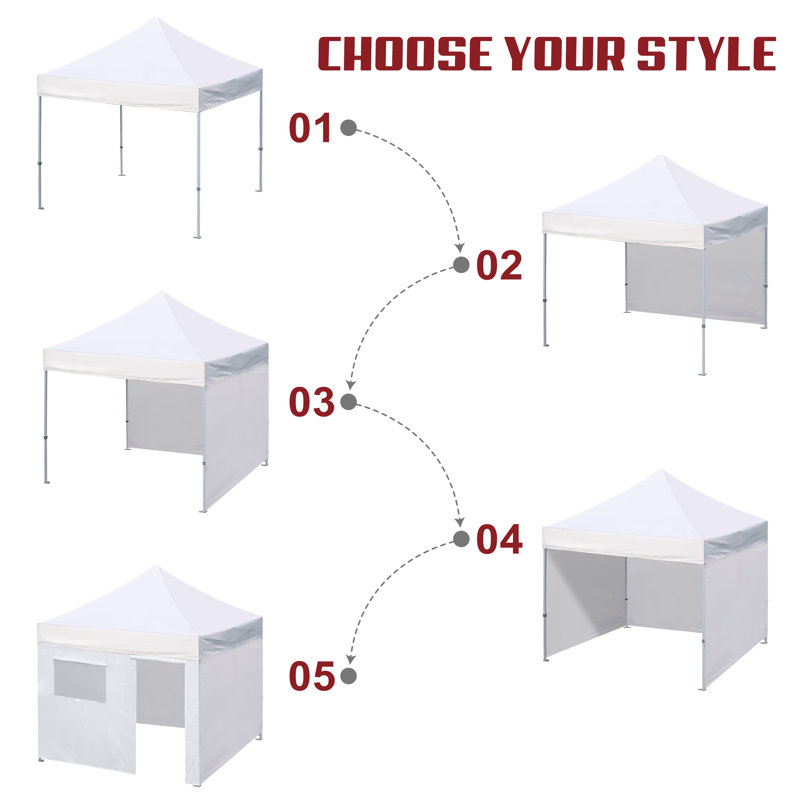 Amber-Lee 96'' W x 180'' D Steel Pop-Up Canopy, Red, 10ft x 20ft