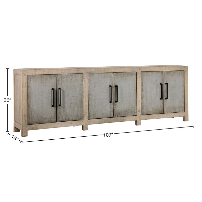 Merwin 109-Inch Reclaimed Pine 2 Tone 6-Door Sideboard