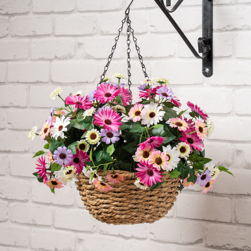 56cm Faux Daisy Hanging Basket