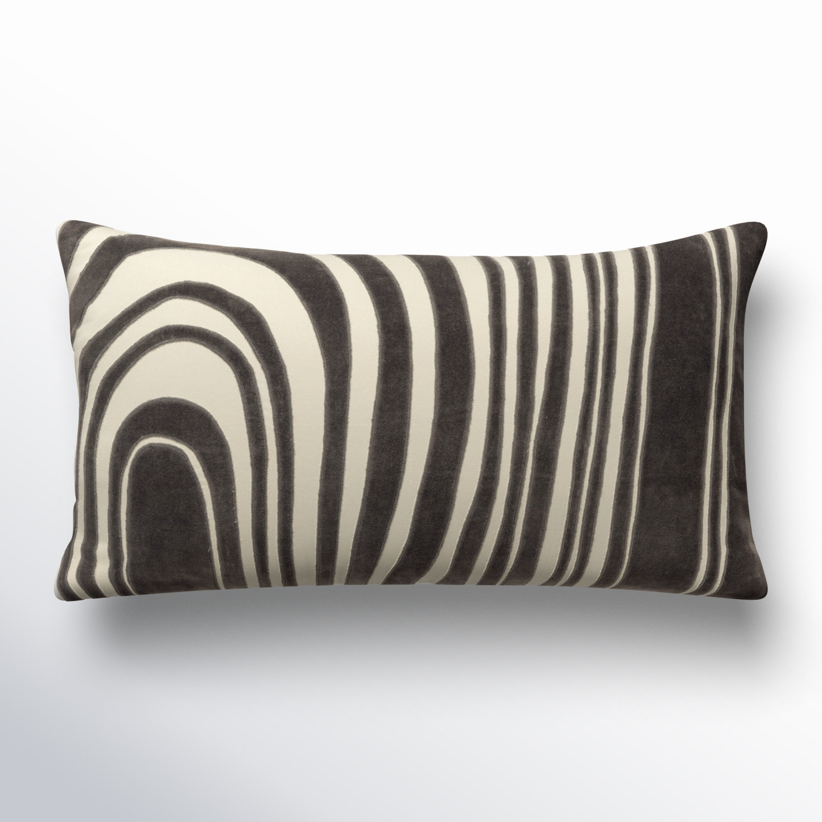 Hatton 26" x 14" Embroidered Throw Pillow, Gray/Beige