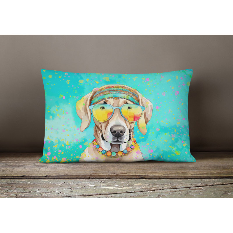 Weimaraner Hippie Dawg Fabric Decorative Pillow