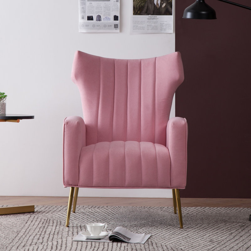 Fauteuil à oreilles Floreal de 27,5 po de large Floreal, Rose