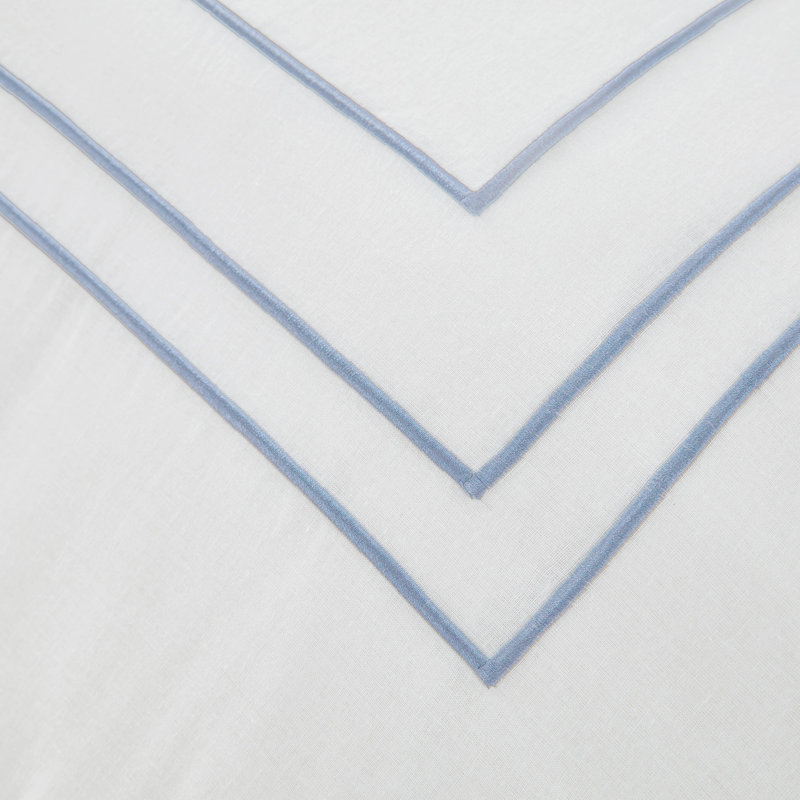 Ensemble de housse de couette blanche Nautica Alden, Housse de couette pour grand lit et 2 taies décor, Bleu clair
