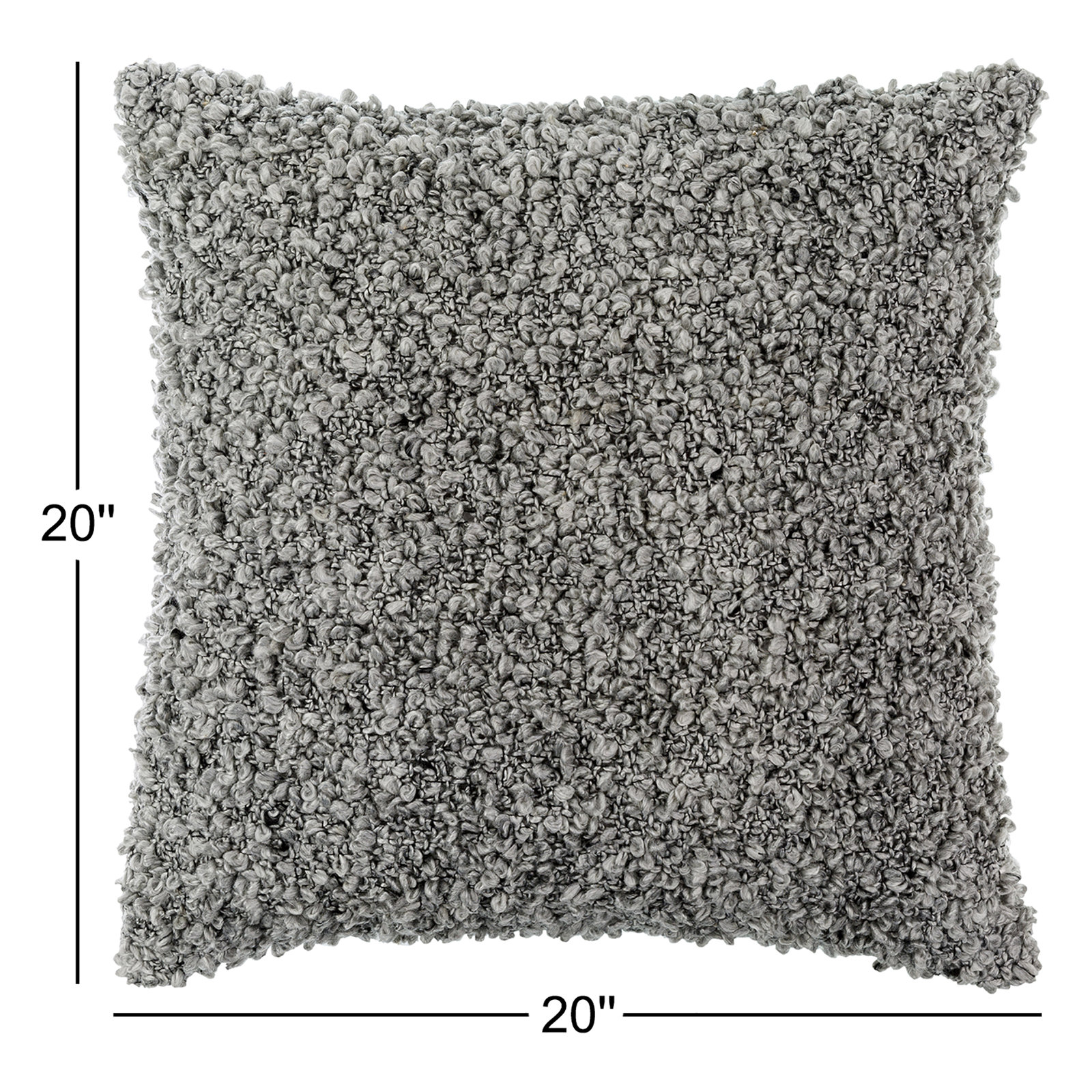 Anella Throw Square, Gray, 20"H x 20"W, Polyester/Polyfill