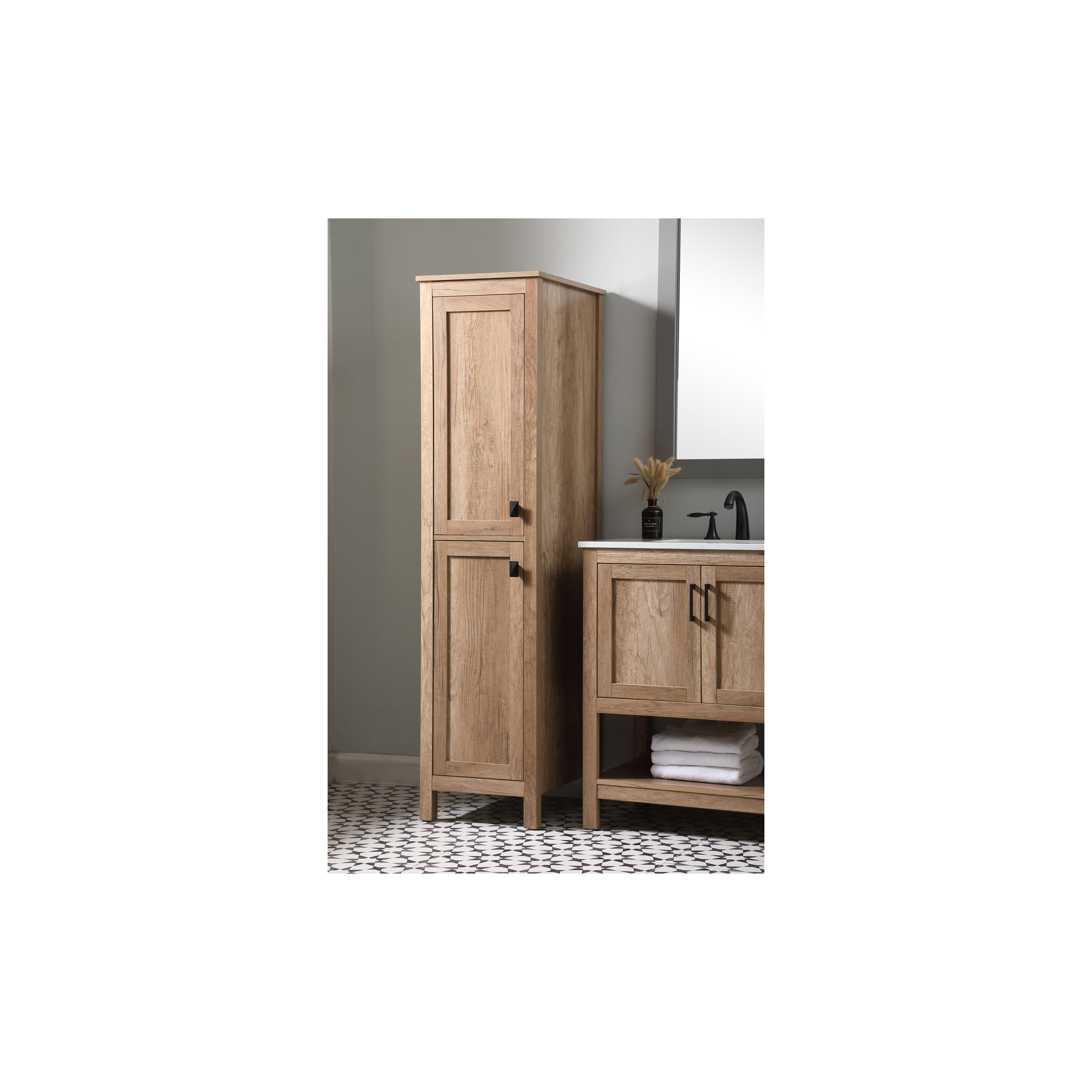Destinymarie Linen Cabinet, Grey/Brushed Nickel, 65"H x 16"W x 22"D
