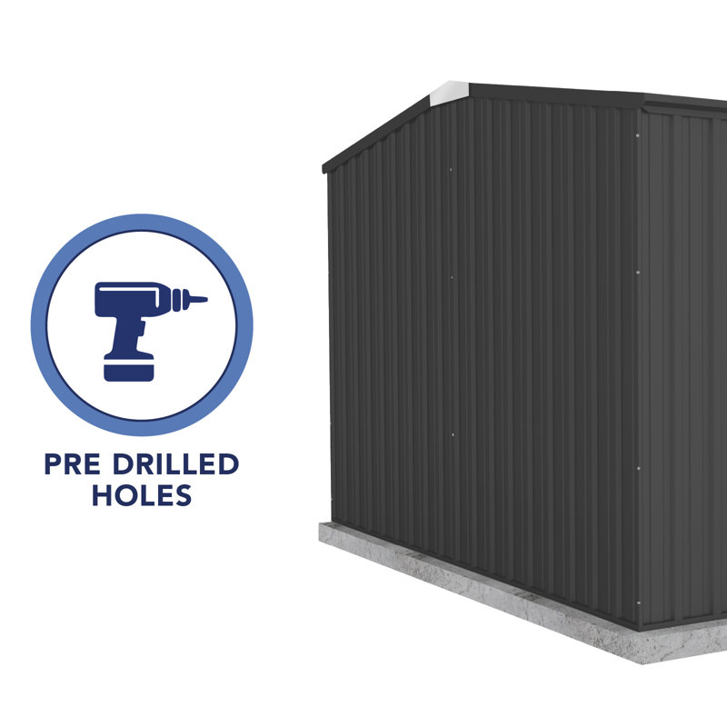 Absco 10' x 10' Gray Galvanized Steel Double Door Storage Shed
