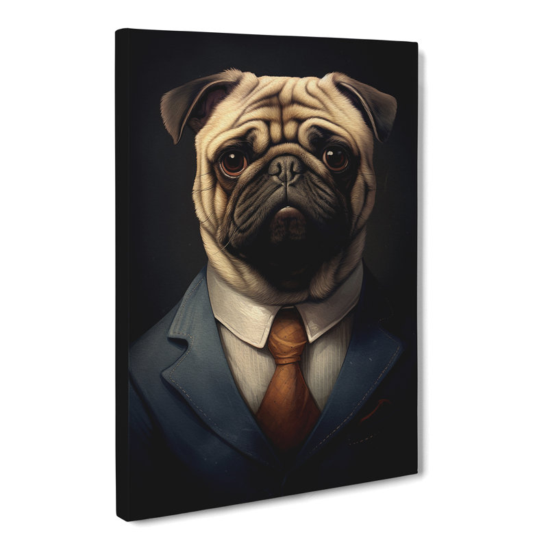 Pug in a Suit Painting No.2 - Wrapped Canvas, 60cm H x 40cm W x 3cm D