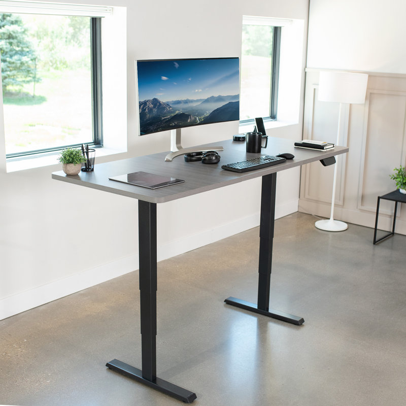 Dark Gray and Black Adjustable Height Electric Standing Desk