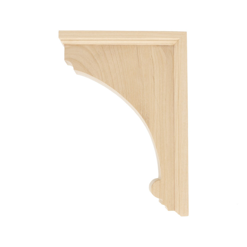 10" Unfinished Alder Traditional Plain Wood Bracket Corbel