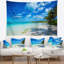 Tapisserie Seashore, plage tropicale avec palmiers-28508306