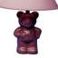 Lampe de table en céramique de 13 po de hauteur, design ours en peluche avec finition rose, interrupteur marche / arrêt sur douille de lampe