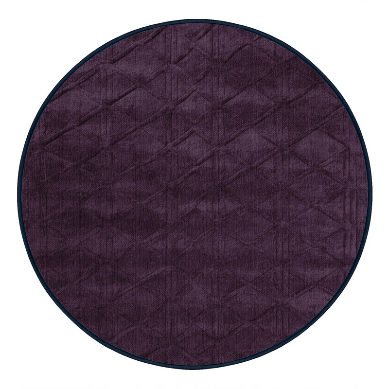 Machine Washable Trellis Purple Area Rug, Round 4'