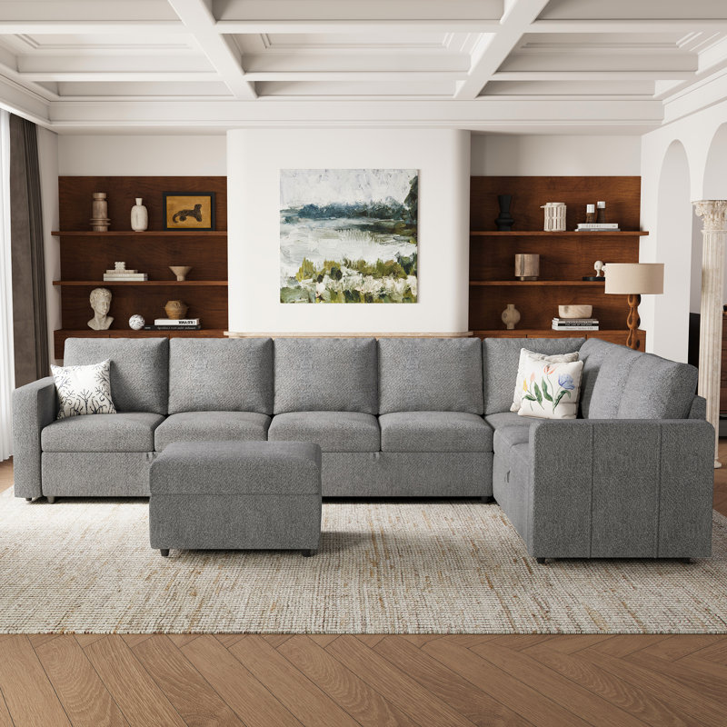Canapé modulaire Seybert, Chenille gris pâle