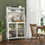 Lark Manor 5-Tier Metal Baker's Rack Kitchen Pantry Cabinet W/ See-Through Flip-Up Door Pegboard Adjustable Shelf White