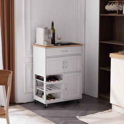 Adely Solid Wood Top Kitchen Cart