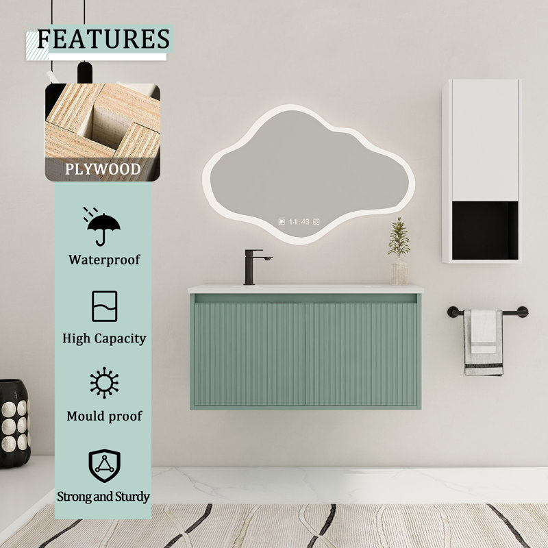 Floating Bathroom Vanity with Drop-Shaped Resin Sink